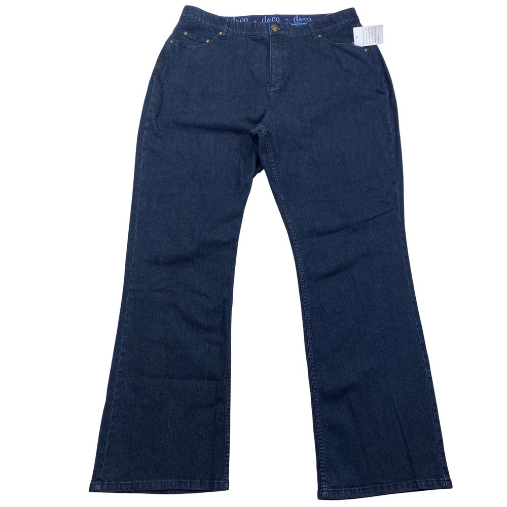 Denim & Co Straight Leg Jeans Womens 20W Dark Blue Tummy Control Stretch Pants